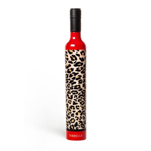 Chic Animal Print Gift Vinrella Red Leopard Print Designer Umbrella In a Bottle - Picture 2 of 10
